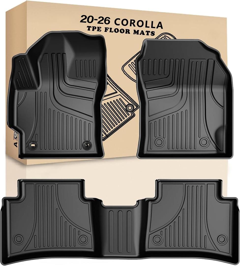 AOMSAZTO Car Floor Mats for Toyota Corolla Sedan 2020-2026,Heavy Duty TPE All Weather Automotive Floor Mats,1st & 2nd Row Full Set Rubber Floor Liners, Anti Skid Car Mats(not fit for Hatchback)-Black