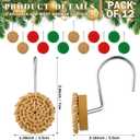 12 Pcs Christmas Shower Curtain Hooks Red and Green Decorative Rings Christmas Ball Boho Knots Shower Curtain Hooks Candy Stainless Steel Ring Winter Bathroom Decoration for Bathroom