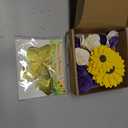 Nezyo 30 Pack Flower and Butterfly DIY Decorations Set 18 Pcs Flower Heads 12 Pcs 3D Butterfly Flat Back Roses Yellow Sunflower Heads for Grad Hats Wedding Baby Shower Home Decor(Yellow, Purple)