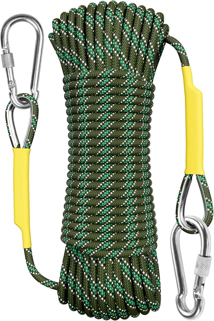 X XBEN Outdoor Climbing Rope 10M(32ft) 20M(64ft) 30M(96ft) 50M(160ft) 70M(230ft) 152M(500FT) 352M(1000FT) Static Rock Climbing Rope for Escape Rope Ice Climbing Equipment Fire Rescue Parachute (Green)