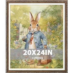 20x24 Frame, Vintage 20 x 24 Picture Frame, Classic Ornate Embossed Decorative Poster Frame for Art Prints, Posters, Photos, Home Wall Decor & Gallery Display, Brown