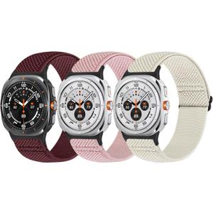 Elastic Watch Bands Only Compatible for Samsung Galaxy Watch Ultra 47mm (2025/2024) Men Women, Stretchy Nylon Soft Strap Breathable Replacement Wristband(Not for Other Models)