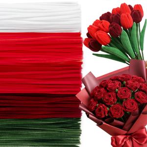 Caydo 500 Pieces Red Pipe Cleaners for Flowers, Craft Chenille Stems Bulk for Mother's Day Gift, DIY Art and Craft Projects and Home Decorations