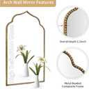 Arch Wall Mirror, 22" W x 38" H Metal Marlowe Beaded Frame Accent Mirror, Large Modern Vintage Gold