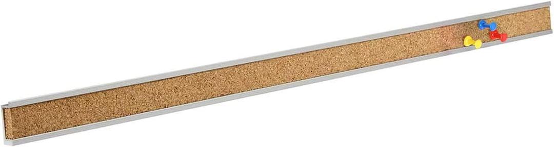 Corksidol Bulletin Bar Strip, Cork Board, Cork Strips, 48" x 1", Classroom, Office, Walls, Cubicle, Aluminum Frame,Include Pins and Adhesive Strip, 1 Pack, (Silver) 
