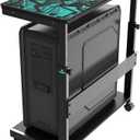 EUREKA ERGONOMIC PC Stand Computer Cart, Height Adjustable Tower Stand 2-Tier Suit for ATX Case Printer, Metal Rolling Cart on Wheels for Gaming Home Office, Walnut