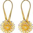 Nekeis, Gold Magnetic Curtain Tiebacks2 Pack Sparkle Crystal Flower Curtain Clips Buckle No Drilling Magnetic Window Drapery Decorative with Stretchable Wire Rope for Home Office Decoration