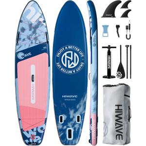 Hiwave Inflatable Stand Up Paddle Board 11’*34”*6” Sup Board,420lbs Capacity Adult&Youth Paddle Board, Pet Friendly for Ocean&Lake, w/Double Action Hand Pump ﻿