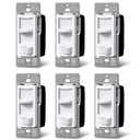 BESTTEN 6 Pack Dimmer Light Switch, LED Dimmer Switch, SinglePole or 3Way, for Dimmable LED, Halogen and Incandescent Bulbs, 120V, Wall Plate Included, UL Listed, White