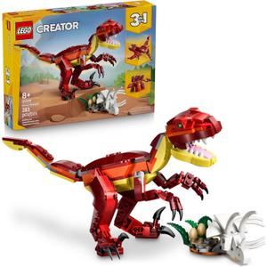 LEGO Creator 3 in 1 Fierce Dinosaur Building Toy for Boys & Girls, Ages 8+ - Gift for Birthdays - Kids Build 1 of 3 Prehistoric Animal Figures - 31379