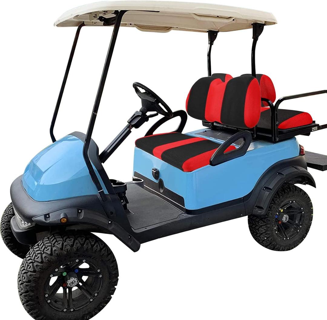 Golf Cart Front and Back Seat Covers for Club Car Precedent 4 Passenger Models, Breathable Washable Polyester Mesh Seat Cover Red,