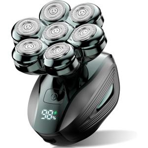 Cyruzi Head Shavers for Bald Men: 7D Floating Electric Razor with Magnetic Removable Head, IPX7 Waterproof Wet or Dry Shaver, LED Display & Type-C Fast Charging (Bottle Green)