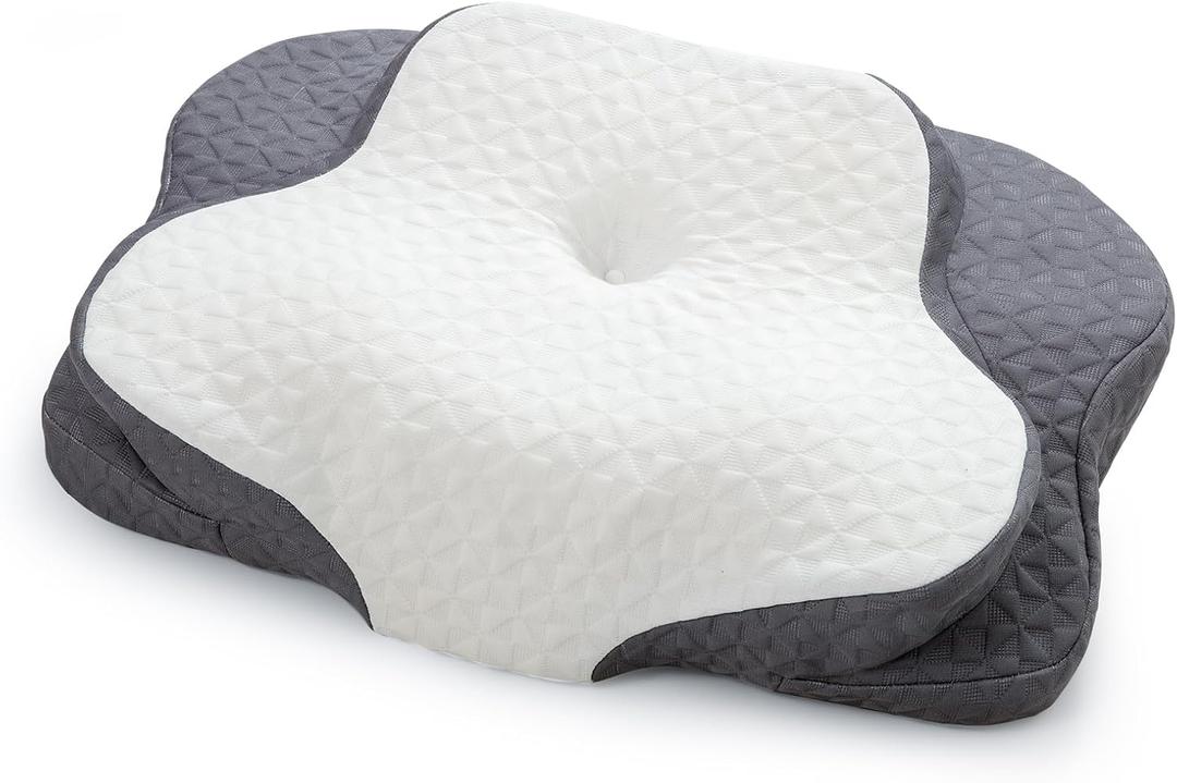 Ergonomic Cevical Pillow for Neck Pain Relief, Contour Memory Foam Neck Support Pillow for Side, Back and Stomach Sleeper