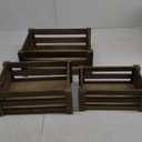 Lawei Set of 3 Wood Nesting Storage Crates with Handle, Rustic Farmhouse Decorative Wooden Crates Distressed Crates Storage Container for Display, Large Vintage Wood Decor Crates Wooden Baskets