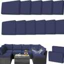 14Pcs Stretch Patio Cushion Covers Replacement Outdoor Couch & Sofa Covers Waterproof UV-Resistant Slipcovers for Patio Furniture Cushion with Zipper, Blue
