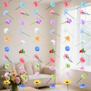 6 Pack 47.24 ft Flower Garland Hanging Decorations Floating Flowers Backdrop Wildflower Garland Artificial Fake Floral Vines Bead Chain Spring Summer Floral Party Wall Decor (Wild Flower)