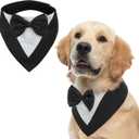 FUAMEY Dog Tuxedo for Large Dogs,Dog Formal Suit Dogs Attire Pet Bow Tie Puppy Party Costumes Cat Tux Outfits Pets Bandana Cosplay Adjustable Bowties Wedding Birthday Valentines Black XL