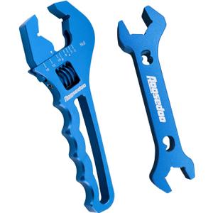 Adjustable AN Fittings Wrench AN Wrench for Hose Fitting Adapters AN Fitting Tool 3AN-16AN Lightweight Aluminum, Blue. With a Double Hose End Fittings Wrench 6AN Socket-AN8 B-nut Blue