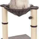 Amazon Basics Cat Condo Tower with Hammock Bed and Scratching Post,Easy to Assemble,Plush Hammock,Interactive Hanging Ball, Durable Sisal Scratch Posts for Indoor Cats, 15.8 x 15.8 x 19.7 Inches, Gray