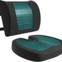 Amazon Basics Comfortable Seat Cushion & Lumbar Support for Office Chairs, Gel Enhanced Memory Foam, Non-Slip, Cooling, Portable, Pack of 2, Rectangular, Black