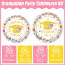 Floral Graduation Decorations 2026-96 Pcs Floral Congrats Grad Plates Napkins Forks Class of 2026, Flower Graduation Party Tableware Set for College High School Serve 24