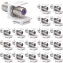 VCE Coax Keystone Jack Insert 3GHz Coaxial Cable Connector, F-Type RG6 Cable Extender Female to Female for Wall Plate and Patch Panel, Nickel-Plated, 20-Pack