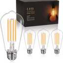 BORT 4Pack ST58/ST19 Vintage LED Edison Bulbs, Warm White 2700K, 6W Equivalent 60W LED Filament Light Bulbs, Dimmable 700LM, E26 Decorative Light Bulb