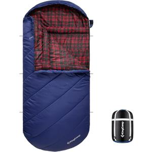KingCamp Sleeping Bag for Adults, Cold Weather & Warm Extra Wide Big & Tall XL Portable Waterproof Flannel Sleeping Bags, Essentials Gear Accessories for Camping Backpacking Hiking Indoor & Outdoor (86.6" x 39.4", 32F Ultimate Warmth Navy)