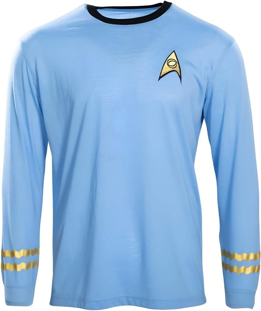 Star Trek Long Sleeve Halloween Costume T-Shirt Spock Captain Kirk Engineering Cosplay (Blue, XXXL)