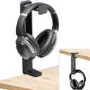 NEETTO HS906 Headphone Stand & Hanger 2 in 1, Above & Under Desk Gaming Headset Holder Mount Hook with Height Adjustable & Rotating Clamp, Earphone Rack with Cable Clip
