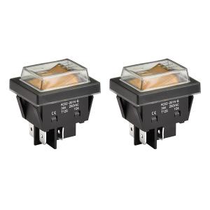 Heschen High Current Rocker Switch, 30A 250VAC, ON-OFF 2 Position, DPST, 4 Terminals, T125, with Waterproof Cover (2, Orange), KCD2-201N-B