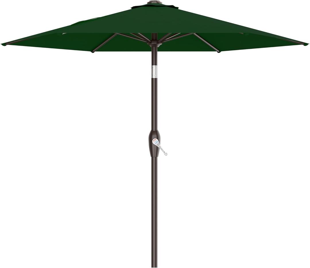 AreShark 7.5FT Patio Umbrella Table Market Umbrella with 6 Sturdy Ribs, Button Tilt/Crank, Heavy-Duty Outdoor Umbrellas for Pool, Deck, Garden and Backyard, Dark Green