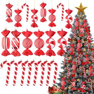 Lanpn 14 Pcs 6.5" Large Candy Cane Christmas Decorations, Giant Peppermint Candies Xmas Tree Ornaments, Red White Lollipop Candy Canes, Sweet Hanging Decor for Candyland Holiday Indoor Outdoor