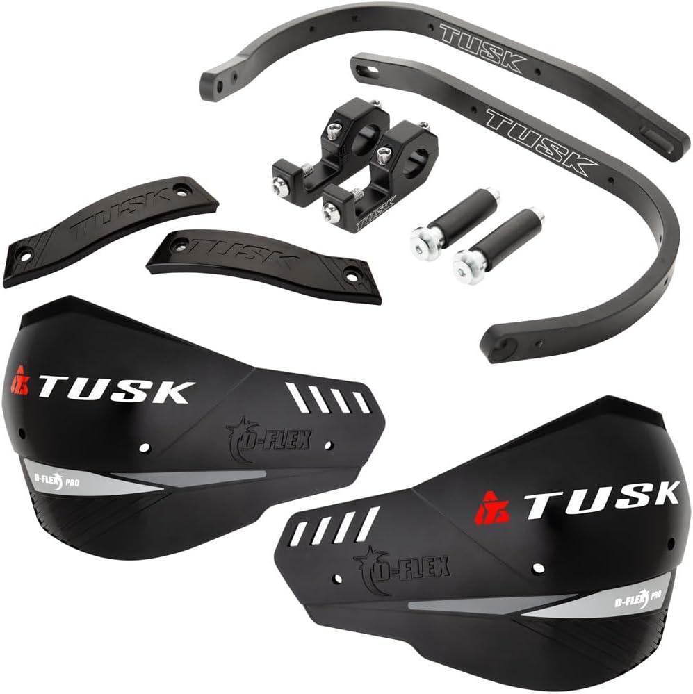 Tusk DFlex Pro Handguards  Black Aluminum Bar/Black Shields  Universal Aluminum Fit for 7/8 Handlebars  Dirt Bike MX Motocross ADV Adventure Motorcycle