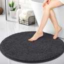 OLANLY 30-inch Round Bathroom Rugs, Extra Soft and Absorbent Chenille Bath Rugs, Quick Dry Machine Washable Bath Mats for Bathroom Floor, Tub and Shower, Home Decor Accessories, Dark Grey