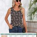 Ficerd Women's Tank Tops Sleeveless Tunic Pleated Crew Neck Blouses Summer Dressy Casual Loose Spring T Shirts (Black, L)