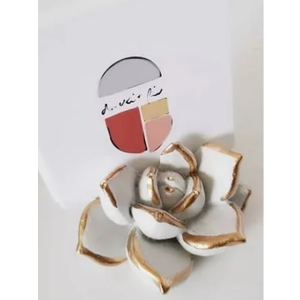 Marsui 2 Pcs Succulent Business Card Holders Desk White Modern Name Card Holders for Women Lotus Flower Decorative Tabletop Display Stand Postcard Display Organizer Decor Gift for Office Store