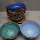 vancasso Bonita 27 Oz Cereal Bowls Set of 6, Blue Ceramic Bowls for Kitchen, 6 Inch Soup Bowls, Dishwasher & Microwave Safe (Cool Color)