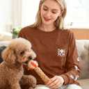 Women Dog Paw Shirt Paw Print Shirts Patch Pocket Casual Long Sleeve Shirt (XXL)