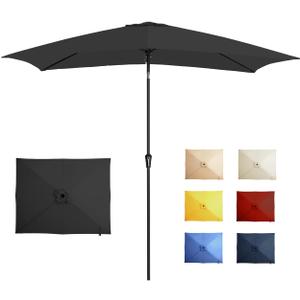 6.5x10FT Rectangular Patio Umbrella with Push Button Tilt & Crank Lift for Garden,UV Protection Outdoor Umbrella for Deck,Pool and Yard,Black