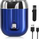 Mini Electric Shaver for Men, Upgrade Pocket Dual Head Shaver, Portable Razor for Men, Rechargeable Waterproof Compact Travel Electric Razor, USB Close Battery shavers (Blue)