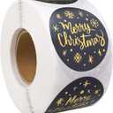 500 Pieces Merry Christmas Stickers Labels Roll, Round Christmas Tags Envelope Adhesive Xmas Decorative Envelope Seals Stickers for Stocking Stuffers