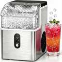 COWSAR Nugget Ice Maker Countertop, Soft Chewable Pellet Ice Maker Machine with Self-Cleaning Function, 35Lbs/24H, Ready in 7 Mins, Portable Countertop Ice Makers for Home, Office, Stainless Steel