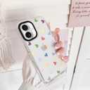 NITITOP Compatible with iPhone 16 Case Cute Clear for Women Girls Colorful Love Heart Pattern Ultra Slim with Bumper Protector Soft TPU Anti-Yellow Protective Cover - Colorful Heart