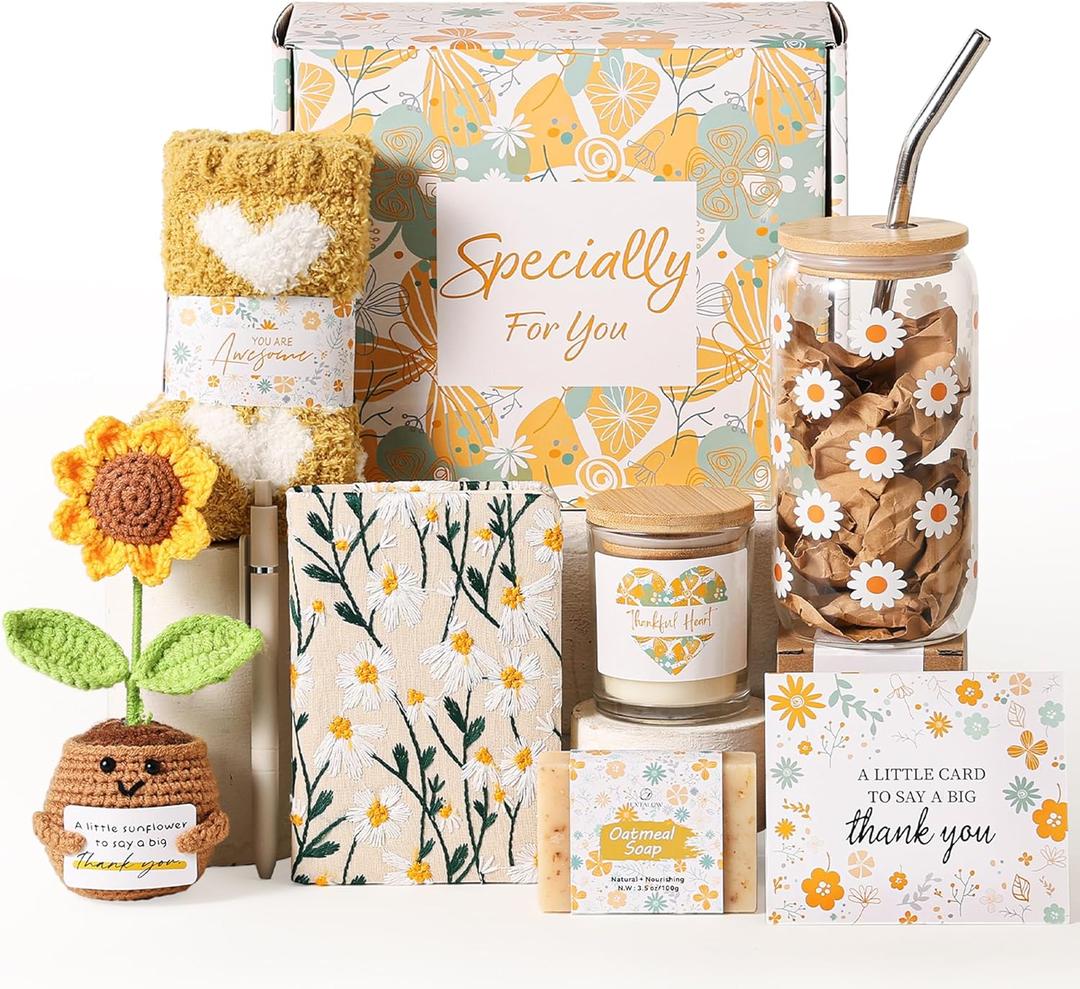 EXTALOW Thank You Gifts for Women,10PCS Teacher Appreciation Gifts,Birthday Gift Basket,Employee Appreciation Gift for Coworkers Women Teachers Friends Mom Her Boss Nurse Secretary with Thanks Cards