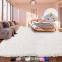 Large Shag Area Rugs 6x9 White, Plush Fuzzy Shaggy Rug for Living Room, Ultra Soft Fluffy Furry Rugs for Bedroom, Upgrade Non-Slip Indoor Thick Carpet Nursery Rugs for Kids Girls Boys Room Home Decor