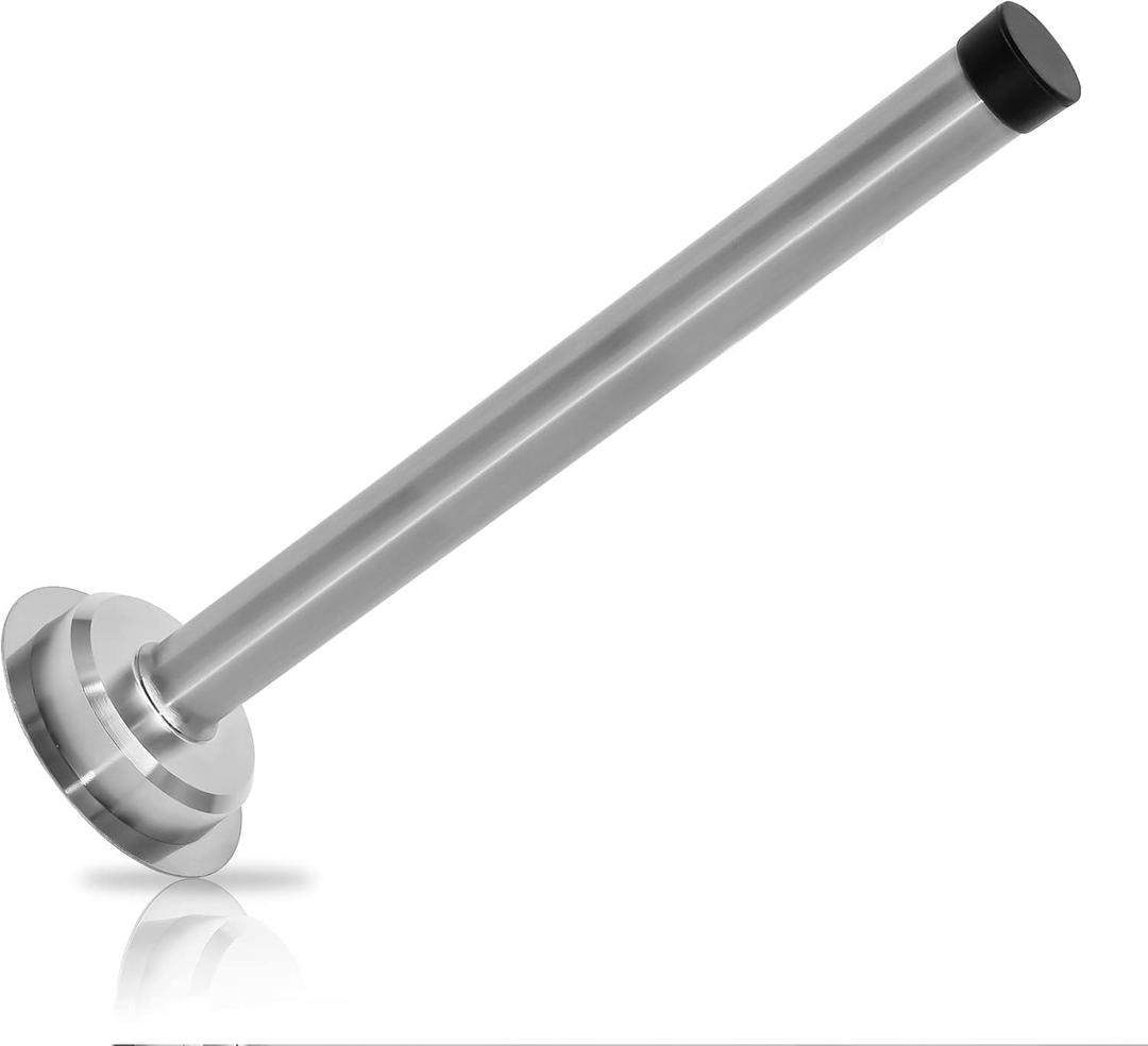 1pc 8 Inch Door Stops, Self Adhesive Long Door Stopper, Stainless Steel Sound Dampening Door Stop, Wall Mount Screw Doorstop with Rubber Bumper (Silver)