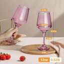 Pink Wine Glasses Set of 6, 12oz Stemmed Glasses, Thick & Colored, Dishwasher Safe Stemware for Red or White, Gift for Party, Holiday, Anniversary, Restaurant, Home Bar, Daily Use
