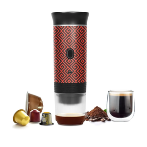 Coffee Maker Gift Set for Travel, Battery Powered Portable Electric Espresso Machine for Camping, Rechargeable Coffee Maker Self Heating with Ground Coffee & Capsule for RV, Hiking (Red mix Black)