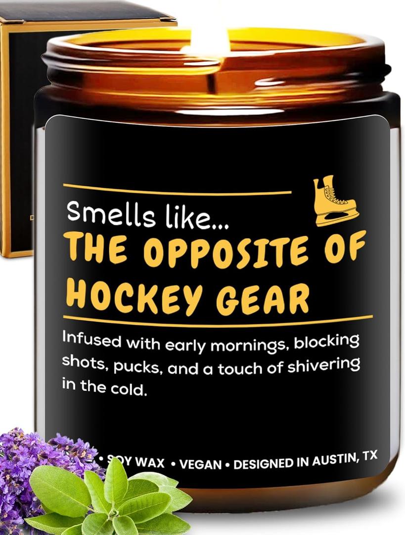 Hockey Candle, Thoughtful and Funny Gifts for Hockey Lovers, Moms, and Players, Perfect Sports Themed Gifts Ideas, Ideal for Birthdays, Christmas, Special Occasions, Long-Lasting Scent, Gift Ready